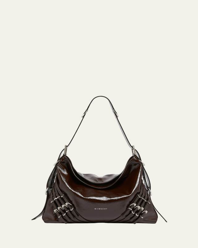 Voyou Medium Buckle Shoulder Bag in Shiny Leather